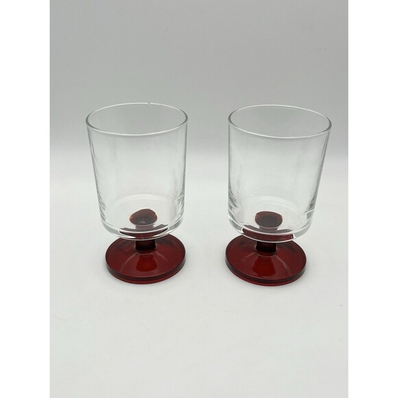 Set of 2 Vintage Cavalier Ruby Red Wine Glasses Cristal D’Arques France - Picture 4 of 5